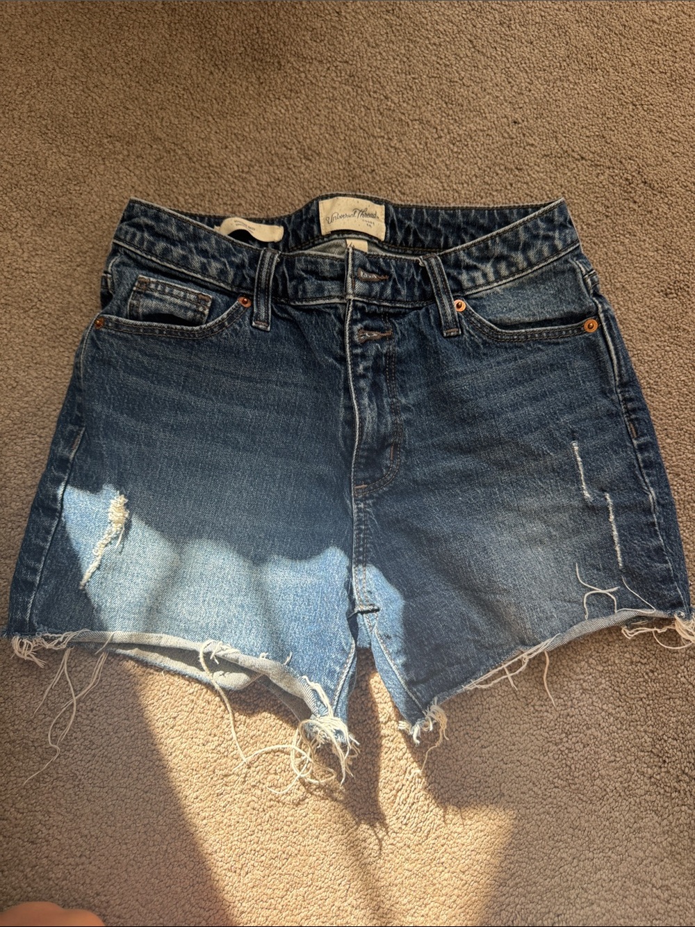 Levi's look alike Dark Blue Distressed High-Rise Denim Shorts